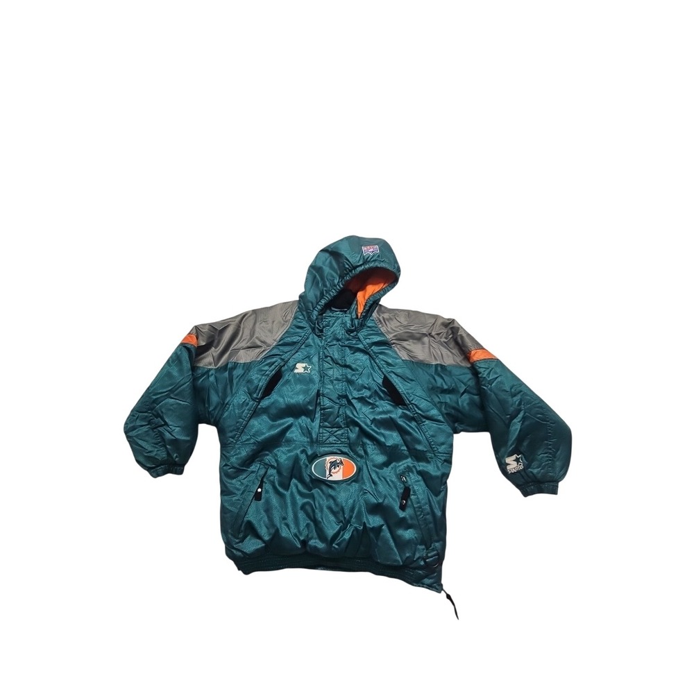 Starter Miami Dolphins Vintage 90's Pro Line 1/2 Zip Hooded Jacket Youth Size M